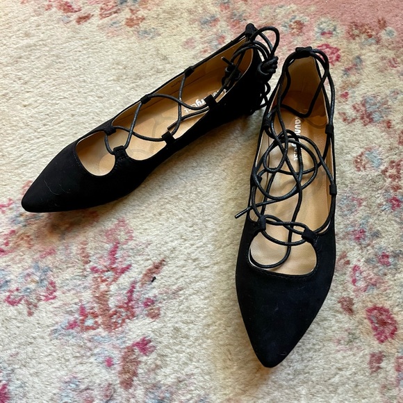 Black strap/ballet/gladiator flats - Picture 1 of 2